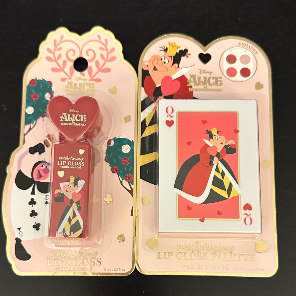 Disney Queen of Hearts Lip Gloss & Mini Palette - Red, Pink, Gold